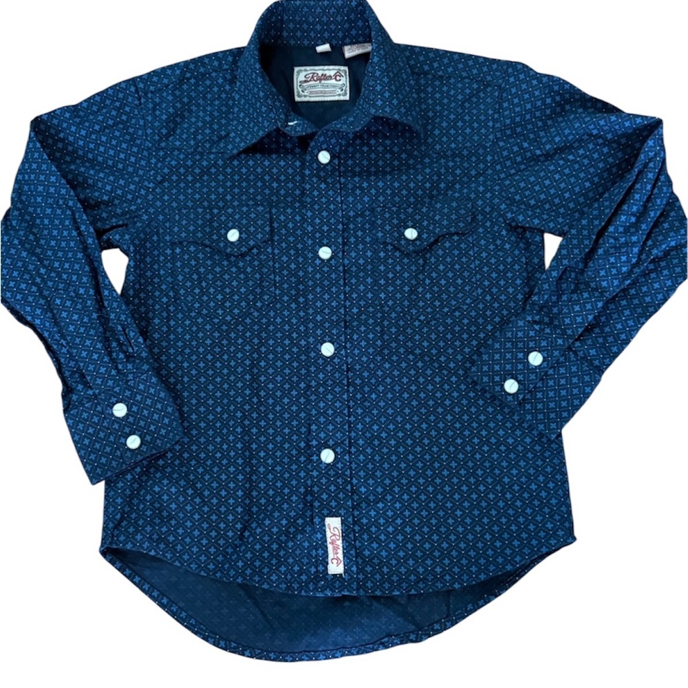 Rafter C - Kids Navy Geometric Button Down Shirt